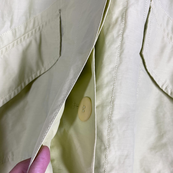 Eileen Fisher Lime Green Light Organic Cotton Nylon Hooded Coat Medium - Picture 5 of 6